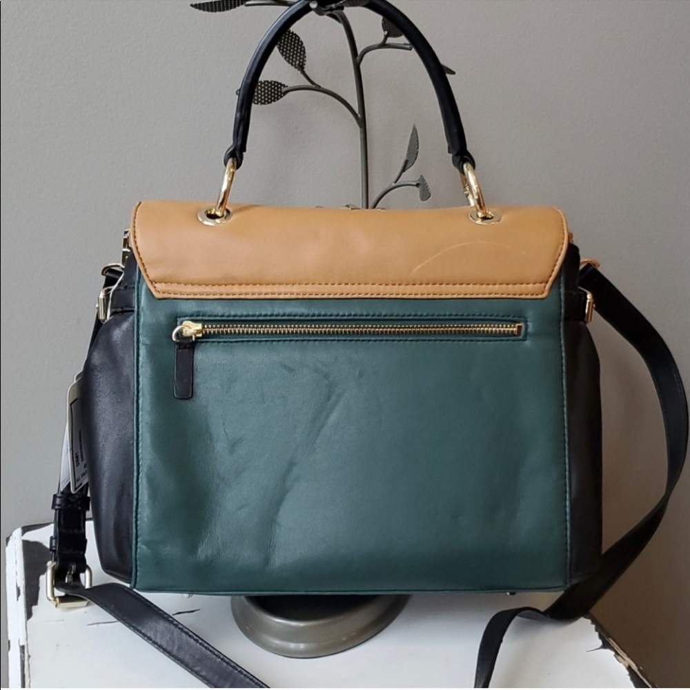 DKNY GREEN GOLD STUDDED SATCHEL - Picture 6 of 7